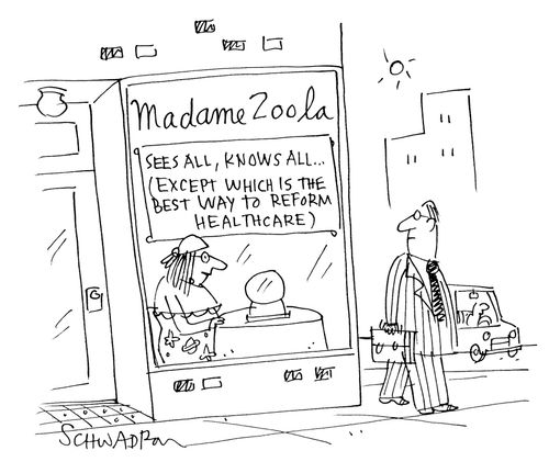 Madame Zoola: Sees all, knows all . . . (except which is the best way to reform healthcare)