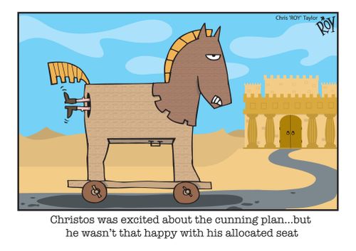 Christos was excited about the cunning plan...but he wasn't that happy with his allocated seat.
