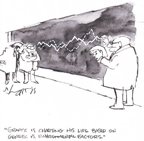 'Grantz is charting his life based on genetic vs. environmental factors.'