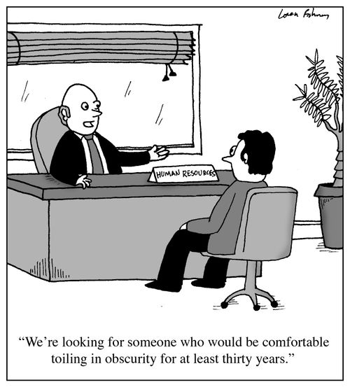 'We're looking for someone who would be comfortable toiling in obscurity for at least thirty years.'