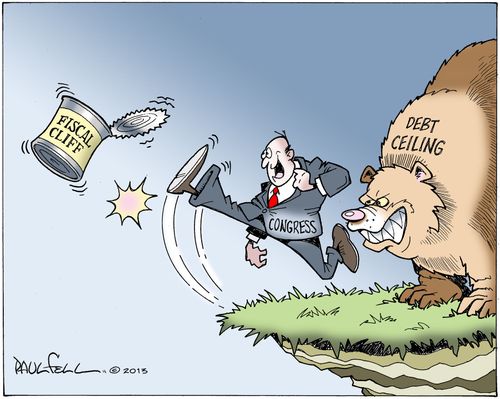 Congress kicks the fiscal cliff over the edge, but the debt ceiling creeps up behind.