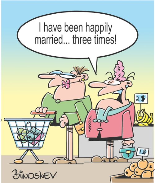 "I have been happily married... three times!"