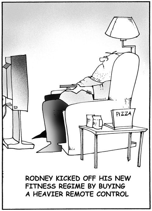 Rodney kicked off his new fitness regime by buying a heavier remote control