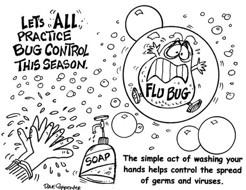 'Let's all practice bug control.'