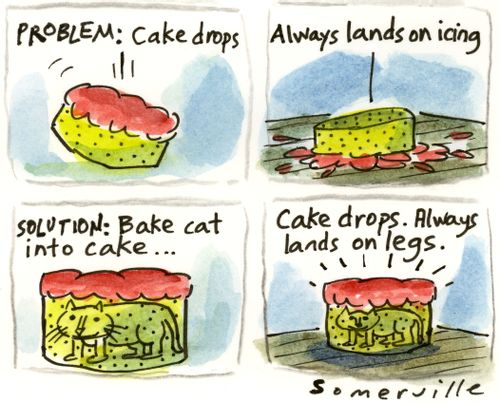 Solving the dropping cake problem.