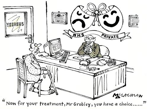 'Now for your treatment Mr Grobley, you have a choice . . . . .'