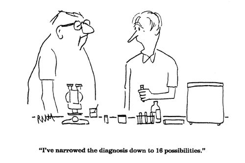 'I've narrowed the diagnosis down to 16 possibilities.'
