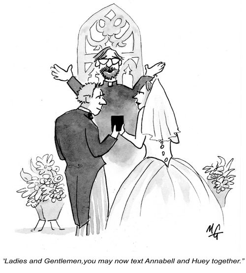 'Ladies and Gentlemen, you may now text Annabell and Huey together.'