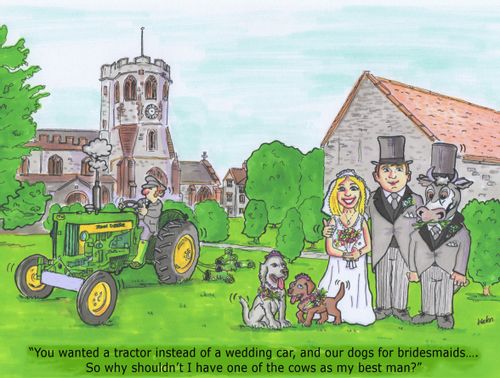 'You wanted a tractor intead of a wedding car, and our dogs as bridesmaids... so why shouldn't I have one of my cows as best man?'