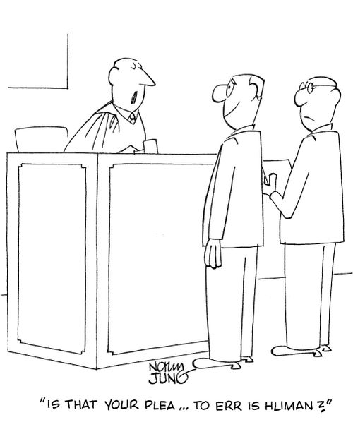 'Is that your plea...to err is human?'