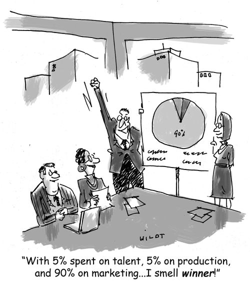 'With 5% spent on talent, 5% on production, and 90% on marketing...I smell WINNER!'