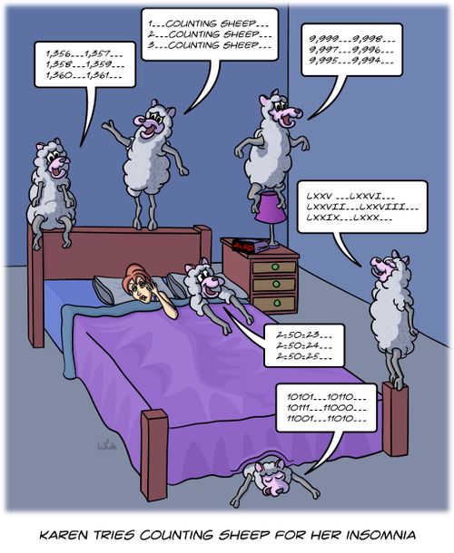 Karen tries counting sheep for her insomnia.