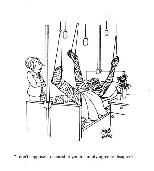 'I don't suppose it occured to you to simply agree to disagree?'