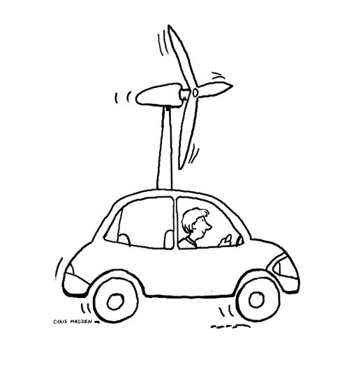 A car powered by sustainable energy