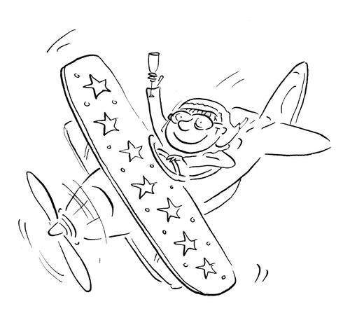 Pilot with champagne.