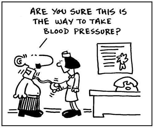 'Are you sure this is the way to take blood pressure?'