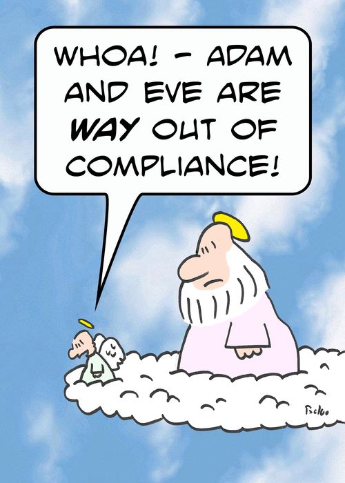 'Whoa! - Adam and Eve are WAY out of compliance!'