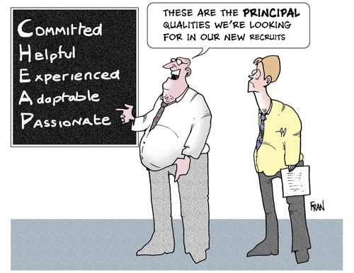 "These are the principal qualities we're looking for in our new recruits."