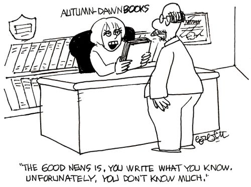 'The good news is, you write what you know.  Unfortunately, you don't know much.'