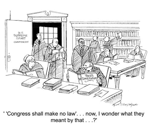 ''Congress shall make no law'... now, I wonder what they meant by that...?'