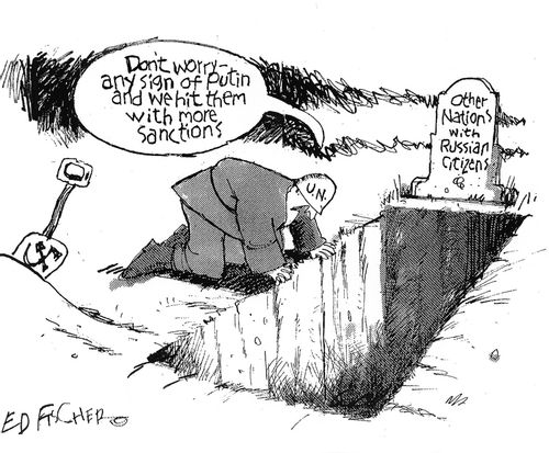"Don't worry - any sign of Putin and we hit them with more sanctions."