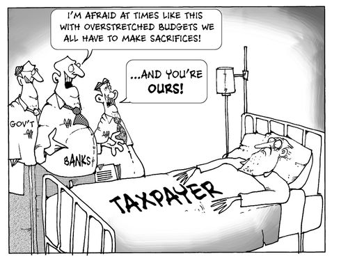 "I'm afraid at times like this with overstretched budgets we all have to make sacrifices...And you're ours!"