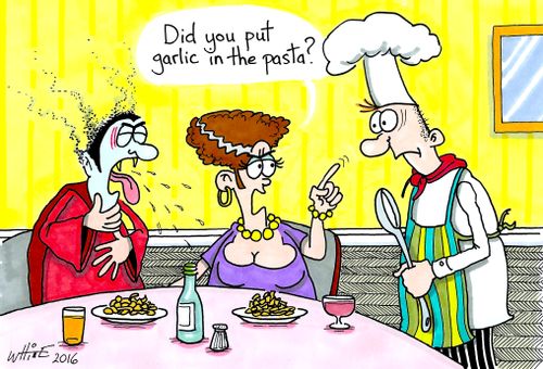 "Did you put garlic in the pasta?"