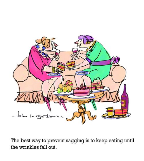 The best way to prevent sagging is to keep eating until the wrinkles fall out.