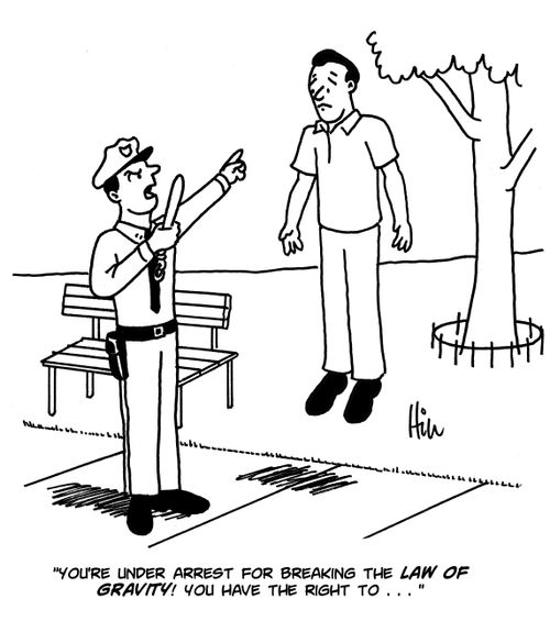 "You're under arrest for breaking the law of gravity! You have the right to..."