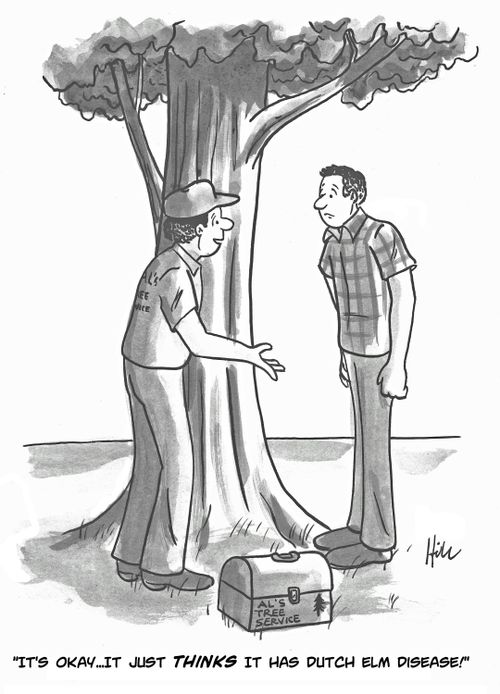 "It's okay...It just thinks it has Dutch Elm Disease!"
