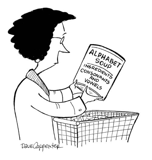 Alphabet Soup: Ingredients - consonants and vowels.