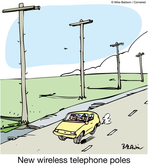 New wireless telephone poles.