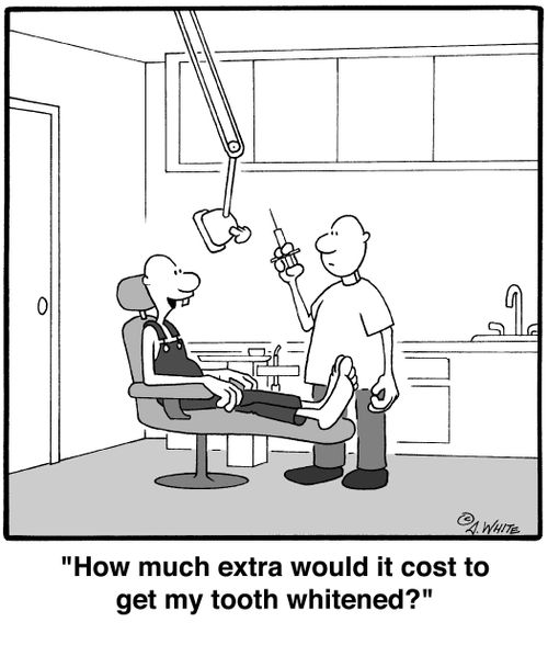 'How much extra would it cost to get my tooth whitened?'