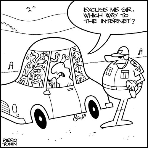 'Excuse me sir, which way to the internet?'
