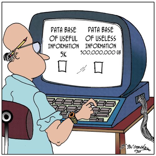 Data Base of Useful Information, 5K. Data Base of Useless Information, 500,000,000 GB.