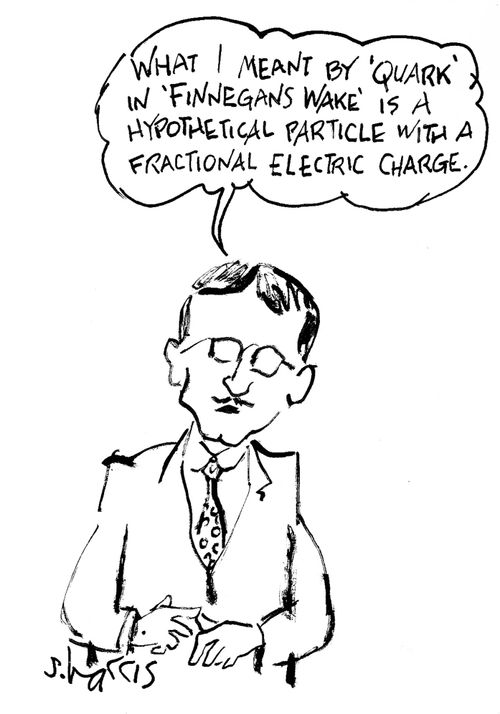 'What I meant by 'quark' in 'Finnegans Wake' was a hypothetical particle with a fractional electric charge.