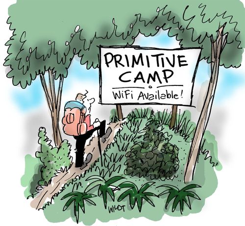 'Primitive camp' has WiFi.