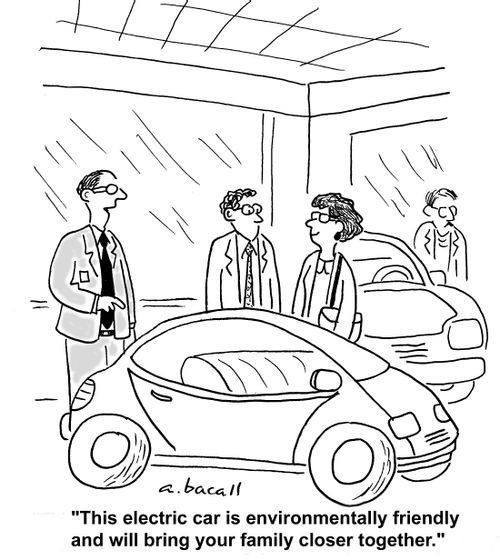 "This electric car is environmentally friendly and will bring your family closer together."