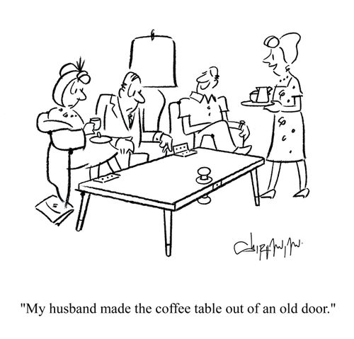 'MY husband made the coffee table out of an old door.'