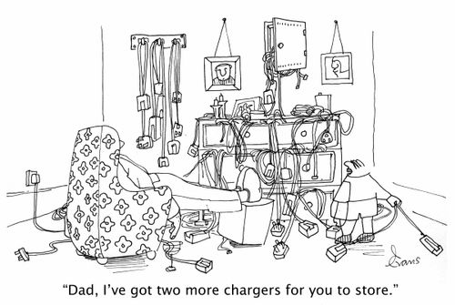 'Dad, I've got two more chargers for you to store.'