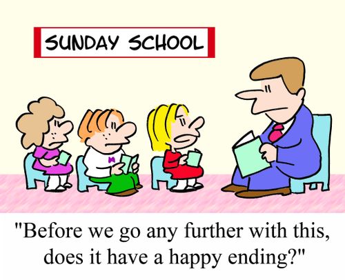 SUNDAY SCHOOL, 'Before we go any further with this, does it have a happy ending?'