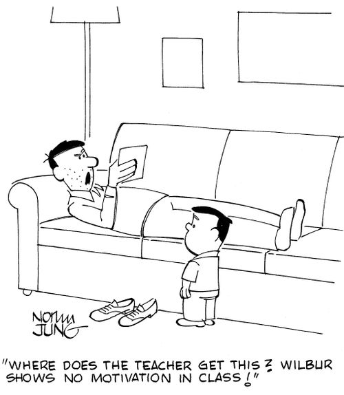 'Where does the teacher get this? Wilbur shows no motivation in class!'