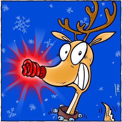 Rudolph goes green (compact flourescent nose)