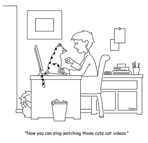 "Now you can stop watching those cute cat videos."