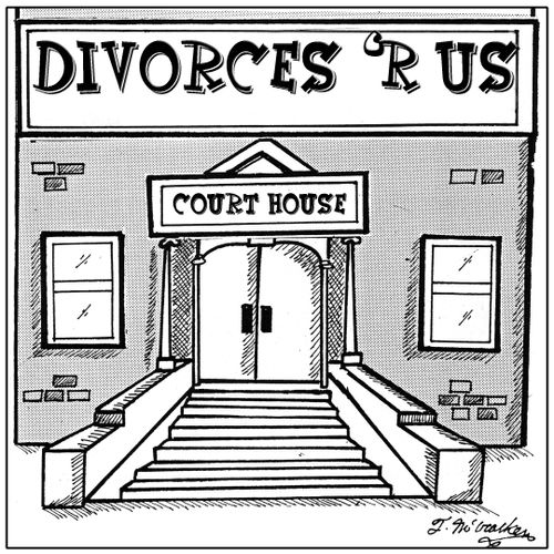 'Divorces ‘R Us' is etched in stone on a courthouse.