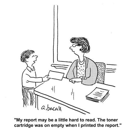 My report may be a little hard to read. The toner cartridge was on empty when I printed the report.
