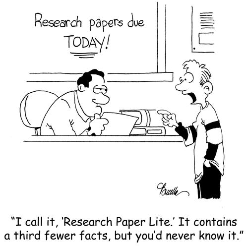 'I call it 'Research Paper Lite.' It contains a third fewer facts, but you'd never know it.'