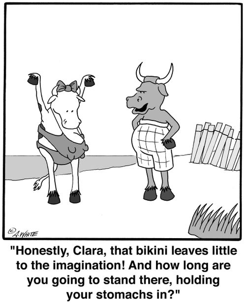'Honestly, Clara, that bikini leaves little to the imagination And how long are you going to stand there, holding your stomachs in'