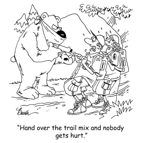 'Hand over the trail mix and nobody gets hurt.'