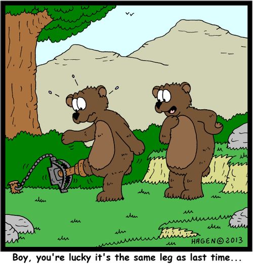 'Boy, you're lucky it's the same leg as last time...'